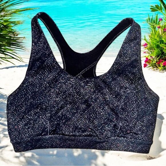 Tek Gear Sports Bra High-Impact Gray Patterned Racerback Keyhole Cutout Size L - Picture 3 of 16